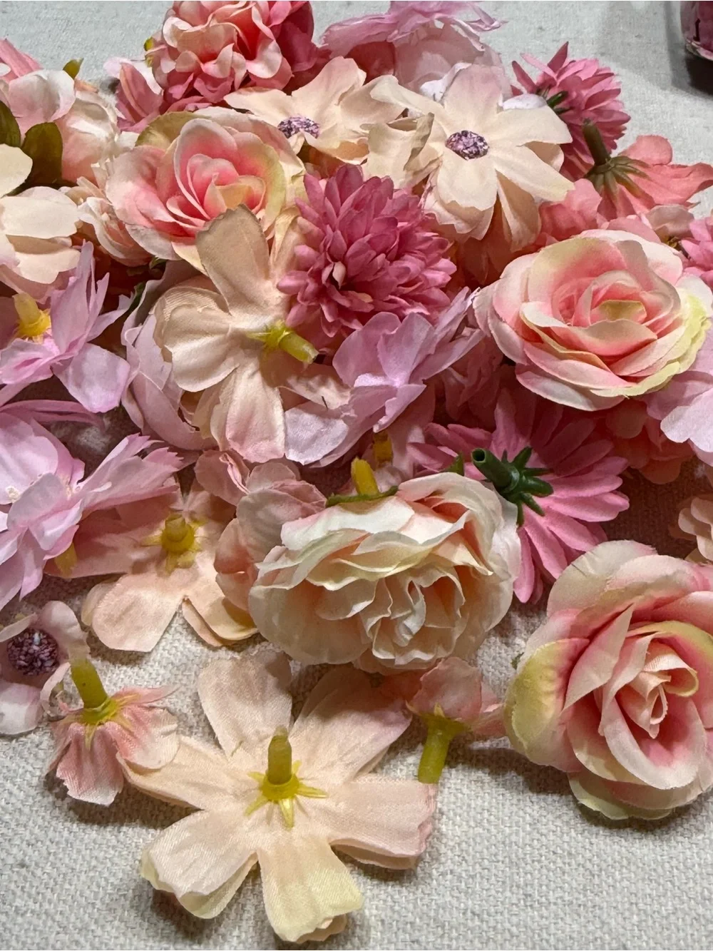 69-Piece Assorted Pink Blush Artificial Flower Lot – Craft Decor - NWT